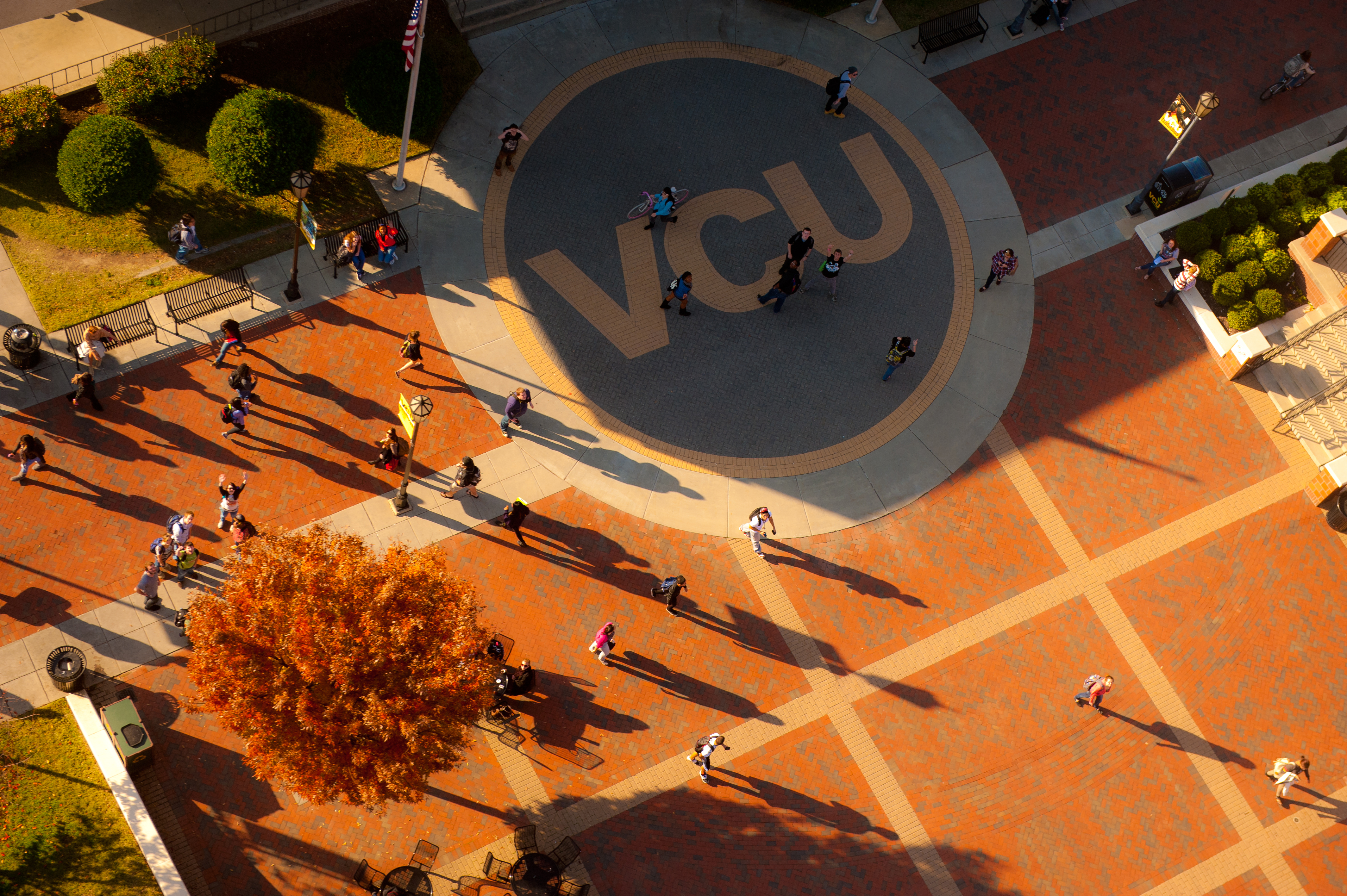 aerial shot of VCU logo on campus